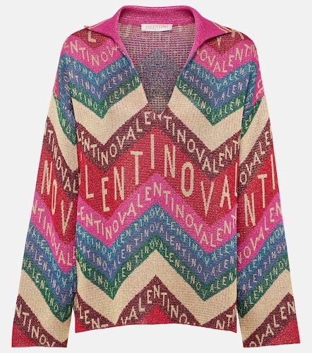 Pull en intarsia de soie à logo - Valentino - Modalova