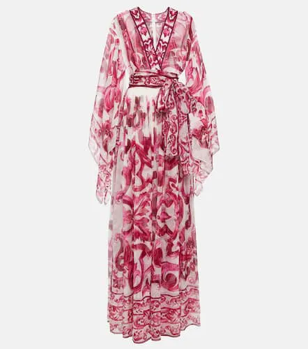 Robe longue Majolica en soie - Dolce&Gabbana - Modalova