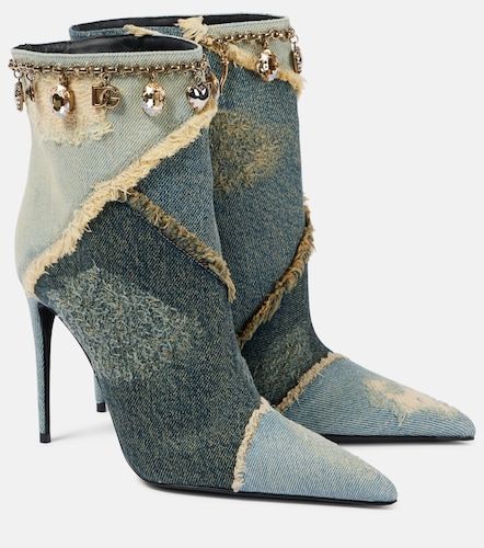 Bottines en denim à ornements - Dolce&Gabbana - Modalova