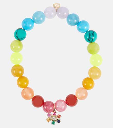 Bracelet en or 14 ct, perles de jade et diamants - Sydney Evan - Modalova