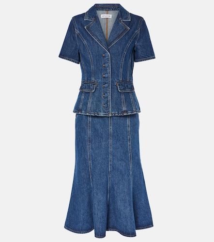 Robe midi évasée en denim - Self-Portrait - Modalova