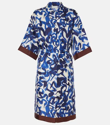 Robe chemise imprimée en satin de soie - Dries Van Noten - Modalova