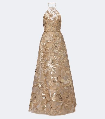 Robe longue en tulle à sequins - Elie Saab - Modalova