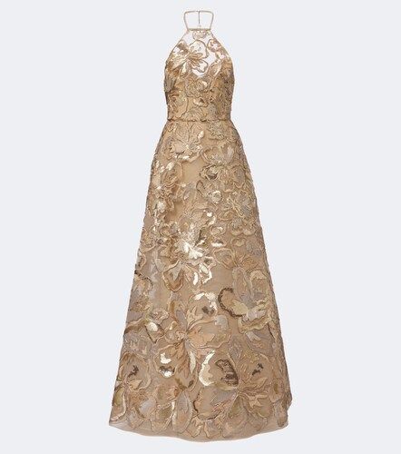 Robe longue en tulle à sequins - Elie Saab - Modalova