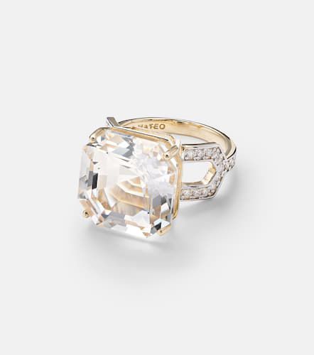 Bague en or 14 ct, quartz et diamants - Mateo - Modalova