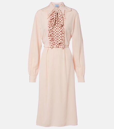 Robe midi ceinturée en soie à pois - Prada - Modalova