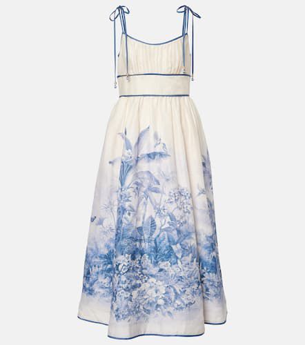 Robe midi Wylie imprimée en lin - Zimmermann - Modalova