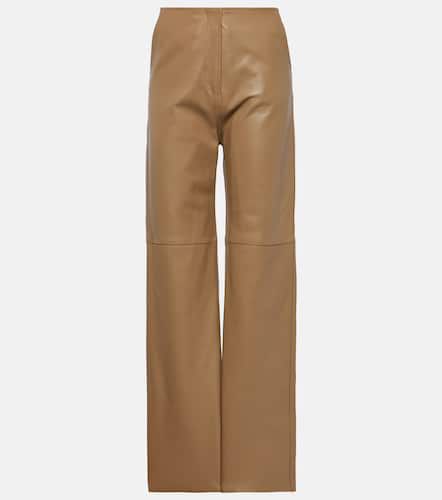 Pantalon droit en cuir à taille haute - Toteme - Modalova
