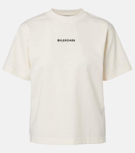 T-shirt en jersey de coton brodé à logo - Balenciaga - Modalova
