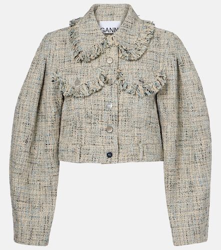 Veste raccourcie en tweed de coton - Ganni - Modalova
