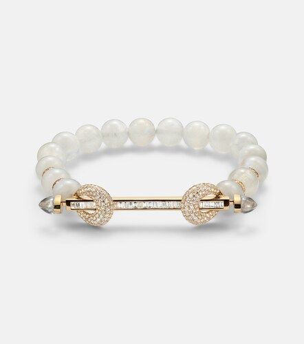 Jonc Chakra en or 18 ct, pierre de lune, diamants et quartz - Ananya - Modalova