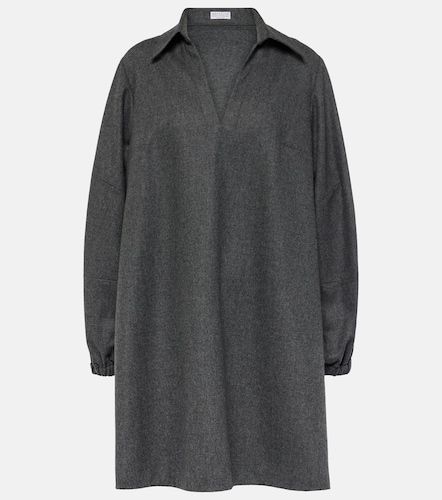 Robe en flanelle à manches ballon - Brunello Cucinelli - Modalova