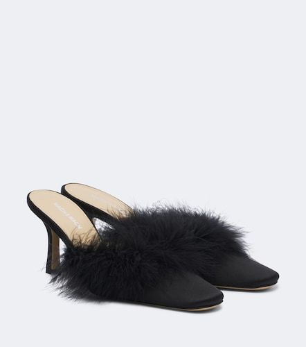 Mules Carolyn en satin à plumes - Mach & Mach - Modalova