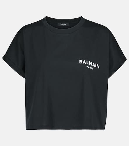 T-shirt raccourci en coton à logo - Balmain - Modalova