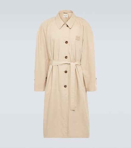 Trench-coat en gabardine de coton à logo - Miu Miu - Modalova