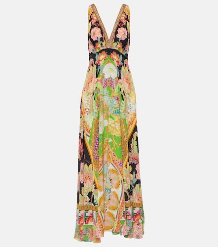 Robe longue en soie à imprimé - Camilla - Modalova