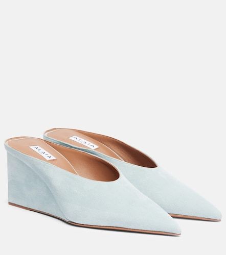 Alaïa Mules compensées Cube 75 en daim - Alaia - Modalova