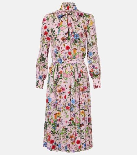 Robe chemise en soie à fleurs - Gucci - Modalova