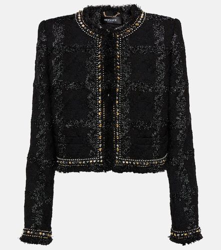 Veste en tweed de laine mélangée à ornements - Versace - Modalova