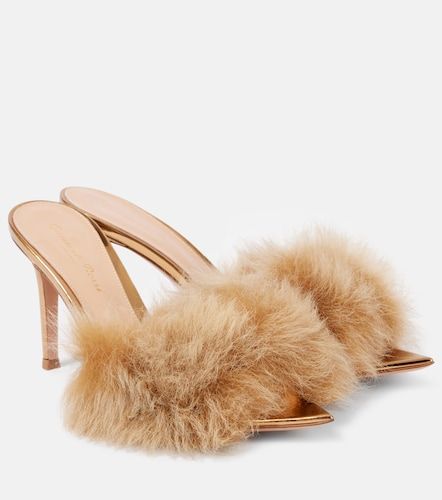 Mules Pointy en cuir à finitions en peau lainée - Gianvito Rossi - Modalova
