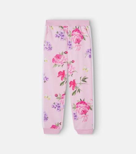 Pantalon de survêtement en coton mélangé à fleurs - Monnalisa - Modalova