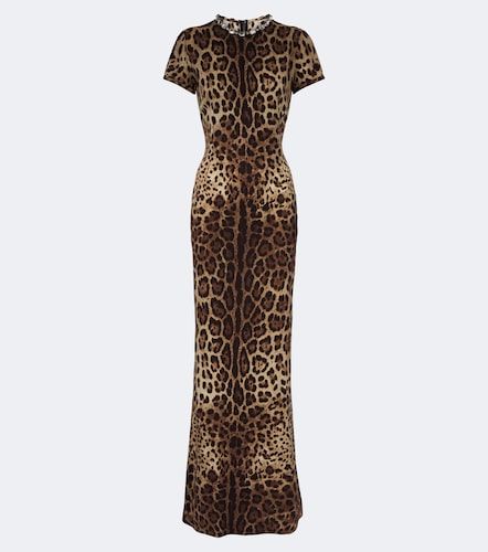 Robe longue en soie mélangée à ornements - Dolce&Gabbana - Modalova