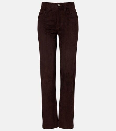 Pantalon droit Callum à taille haute en daim - Khaite - Modalova