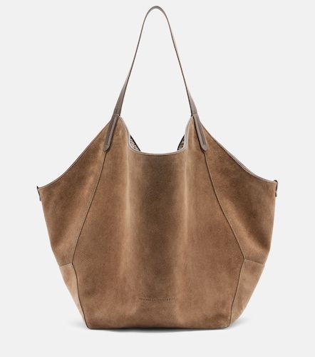Cabas réversible Medium Monili en daim - Brunello Cucinelli - Modalova