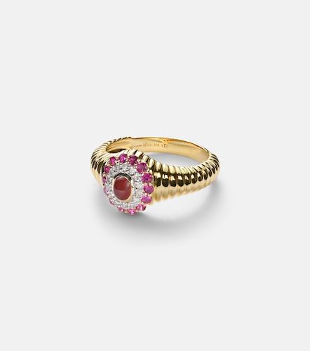 Yvonne Léon Bague Pompadour Baby en or 9 ct, agate, rubis et diamants - Yvonne Leon - Modalova