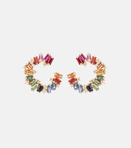 Boucles d'oreilles Rainbow Spiral en or 18 ct, diamants et saphirs - Suzanne Kalan - Modalova