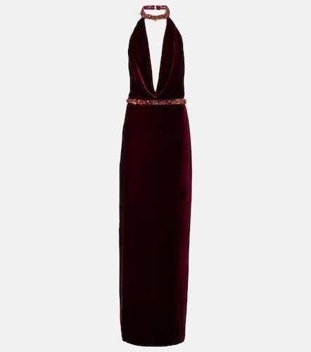 Robe longue en velours à ornements - Costarellos - Modalova