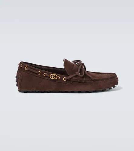 Mocassins Interlocking G en daim - Gucci - Modalova