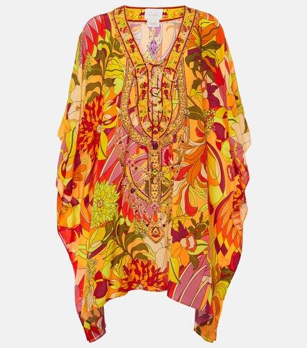 Robe de plage en soie à imprimé floral et ornements - Camilla - Modalova