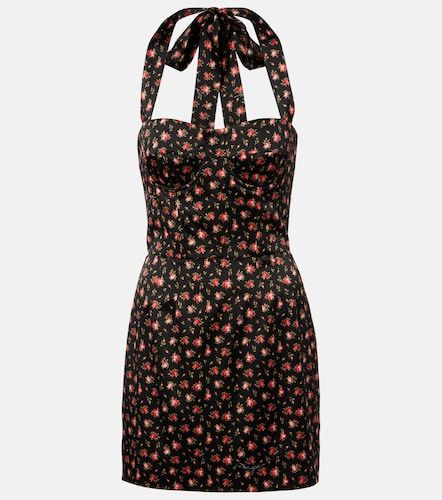 Robe en satin et soie mélangée à fleurs - Dolce&Gabbana - Modalova