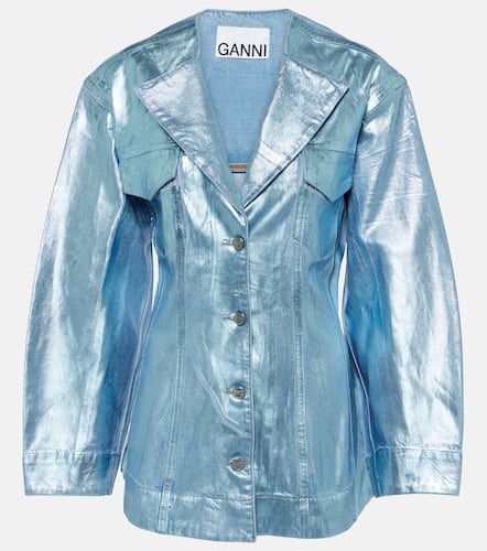 Blazer Foil en jean métallisé - Ganni - Modalova