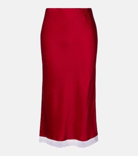 Jupe midi en satin et dentelle - Victoria Beckham - Modalova