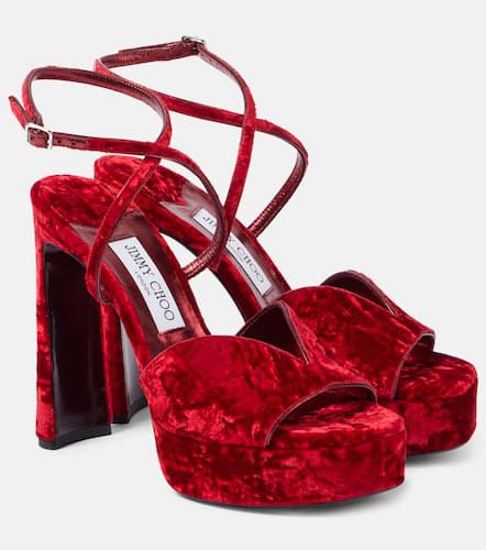 Sandales Karli 125 à plateau en velours - Jimmy Choo - Modalova