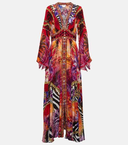Robe longue imprimée en soie à ornements - Camilla - Modalova