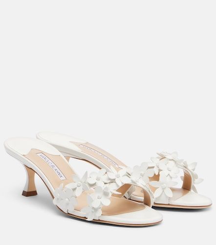 Mules Anistarona en cuir à appliqués floraux - Manolo Blahnik - Modalova