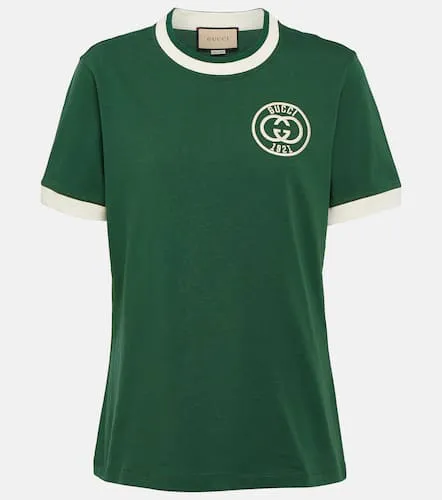 T-shirt brodé en coton à logo - Gucci - Modalova