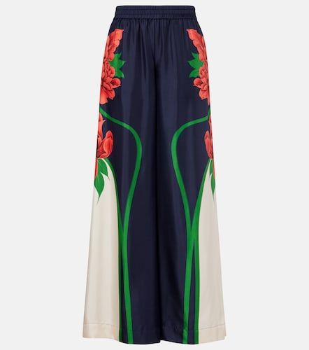 Pantalon ample Palazzo en soie à fleurs - La DoubleJ - Modalova