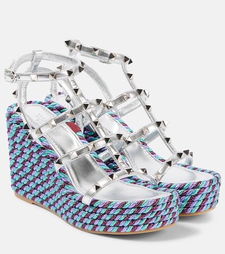 Espadrilles compensées Rockstud en cuir - Valentino Garavani - Modalova