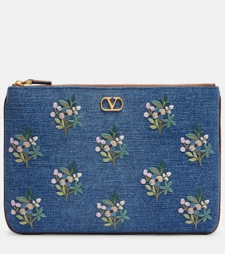 Pochette VLogo brodée en denim - Valentino Garavani - Modalova