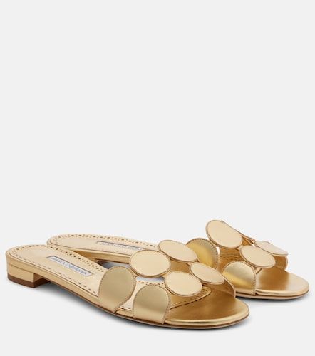 Mules Haribalmuflat en cuir métallisé - Manolo Blahnik - Modalova