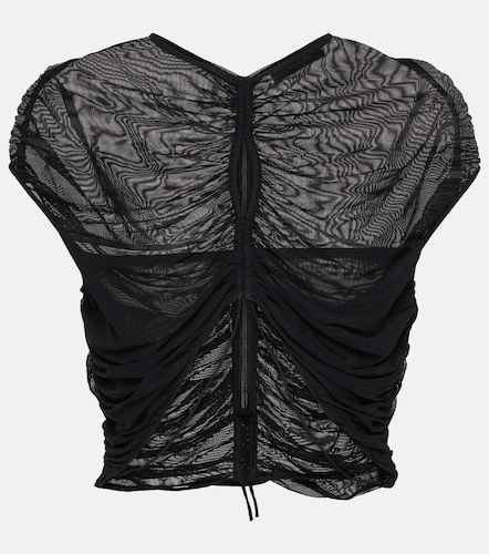 Crop top en résille à découpes - Mugler - Modalova