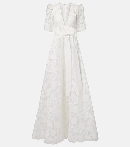 Robe longue brodée à fleurs - Elie Saab - Modalova