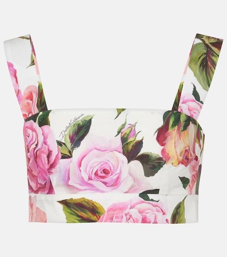 Top raccourci en coton à fleurs - Dolce&Gabbana - Modalova