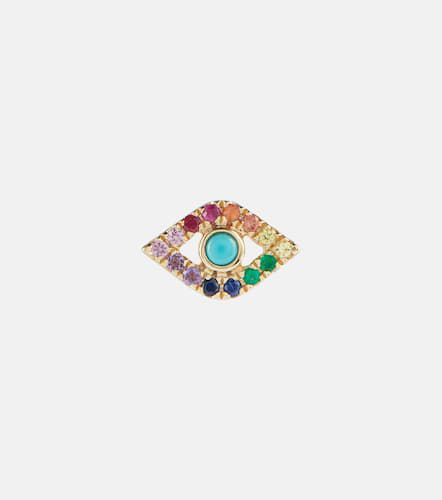 Boucle d'oreille unique Evil Eye en or 14 ct, turquoise et diamants - Sydney Evan - Modalova