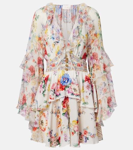 Robe en soie à ornements et à fleurs - Camilla - Modalova