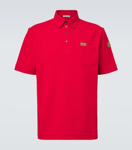 Polo en coton à détails en cuir - Moncler - Modalova